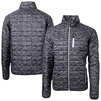 Men's Cutter & Buck Black Boston Red Sox Rainier PrimaLoft® Eco Insulated Printed Full-Zip Hoodie Puffer Jacket