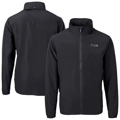 Men's Cutter & Buck Black Atlanta Braves Charter Eco Recycled Full-Zip Hoodie Jacket