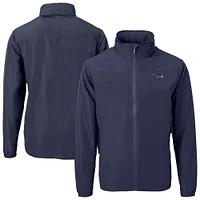 Men's Cutter & Buck Navy Atlanta Braves Charter Eco Recycled Full-Zip Hoodie Jacket
