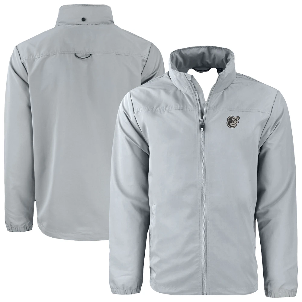 Men's Cutter & Buck Gray Baltimore Orioles Charter Eco Recycled Full-Zip Hoodie Jacket