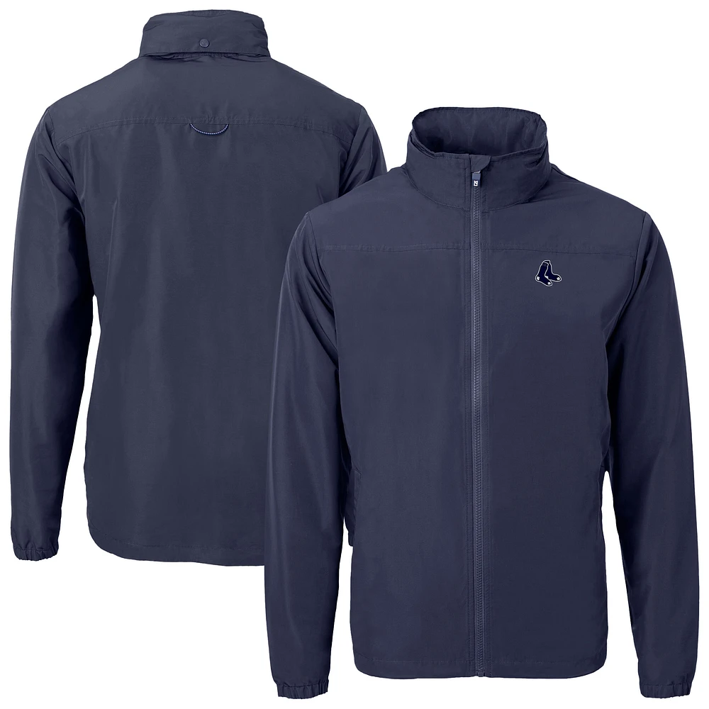 Men's Cutter & Buck Navy Boston Red Sox Charter Eco Recycled Full-Zip Hoodie Jacket