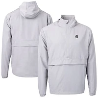 Men's Cutter & Buck Gray Detroit Tigers Charter Eco Recycled Anorak Half-Zip Hoodie Jacket