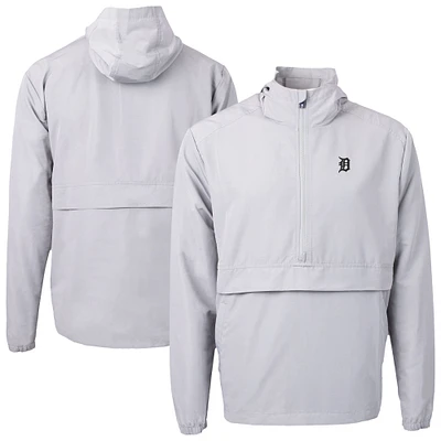 Men's Cutter & Buck Gray Detroit Tigers Charter Eco Recycled Anorak Half-Zip Hoodie Jacket