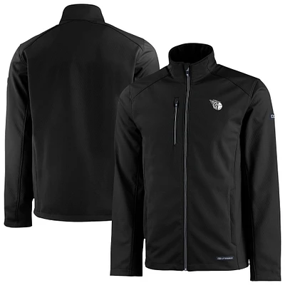 Men's Cutter & Buck Black Cleveland Guardians Evoke Eco Softshell Recycled Full-Zip Jacket
