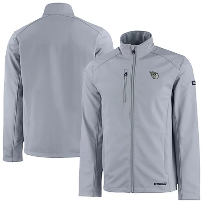 Men's Cutter & Buck Gray Cleveland Guardians Evoke Eco Softshell Recycled Full-Zip Jacket