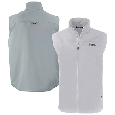 Men's Cutter & Buck Gray Atlanta Braves Charter Eco Recycled Full-Zip Vest
