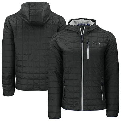 Men's Cutter & Buck Black Atlanta Braves Rainier Eco Primaloft Full-Zip Hoodie Jacket