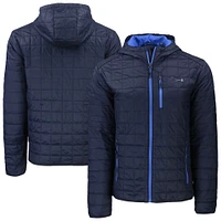 Men's Cutter & Buck Navy Atlanta Braves Rainier Eco Primaloft Full-Zip Hoodie Jacket