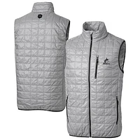 Men's Cutter & Buck Gray Miami Marlins Rainier PrimaLoft® Eco Insulated Full-Zip Puffer Vest
