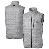 Men's Cutter & Buck Gray Miami Marlins Rainier PrimaLoft® Eco Insulated Full-Zip Puffer Vest