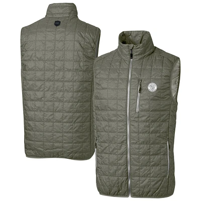 Men's Cutter & Buck Pewter Milwaukee Brewers Rainier PrimaLoft® Eco Insulated Full-Zip Puffer Vest