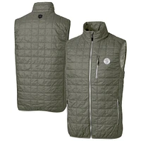 Men's Cutter & Buck Pewter Milwaukee Brewers Rainier PrimaLoft® Eco Insulated Full-Zip Puffer Vest