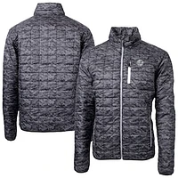 Men's Cutter & Buck Black New York Yankees Rainier PrimaLoft Eco Insulated Full-Zip Printed Puffer Jacket