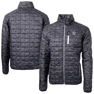 Men's Cutter & Buck Black New York Yankees Rainier PrimaLoft Eco Insulated Full-Zip Printed Puffer Jacket