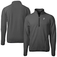 Men's Cutter & Buck Gray Pittsburgh Pirates Cascade Eco Fleece Quarter-Zip Jacket