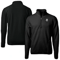Men's Cutter & Buck Black Minnesota Twins Cascade Eco Fleece Quarter-Zip Jacket
