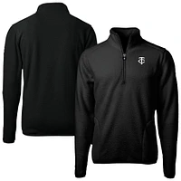 Men's Cutter & Buck Black Minnesota Twins Cascade Eco Fleece Quarter-Zip Jacket