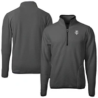Men's Cutter & Buck Gray Minnesota Twins Cascade Eco Fleece Quarter-Zip Jacket