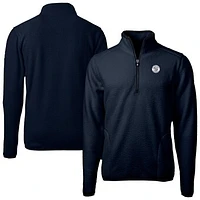 Men's Cutter & Buck Navy Milwaukee Brewers Cascade Eco Fleece Quarter-Zip Jacket