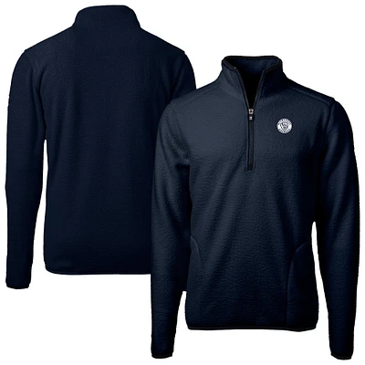 Men's Cutter & Buck Navy Milwaukee Brewers Cascade Eco Fleece Quarter-Zip Jacket