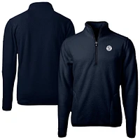 Men's Cutter & Buck Navy Milwaukee Brewers Cascade Eco Fleece Quarter-Zip Jacket