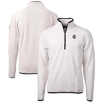 Men's Cutter & Buck Oatmeal Minnesota Twins Cascade Eco Fleece Quarter-Zip Jacket