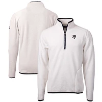 Men's Cutter & Buck Oatmeal Minnesota Twins Cascade Eco Fleece Quarter-Zip Jacket