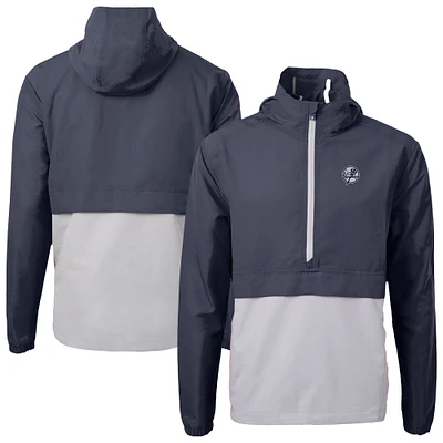 Men's Cutter & Buck Navy New York Yankees Charter Eco Recycled Anorak Half-Zip Hoodie Jacket