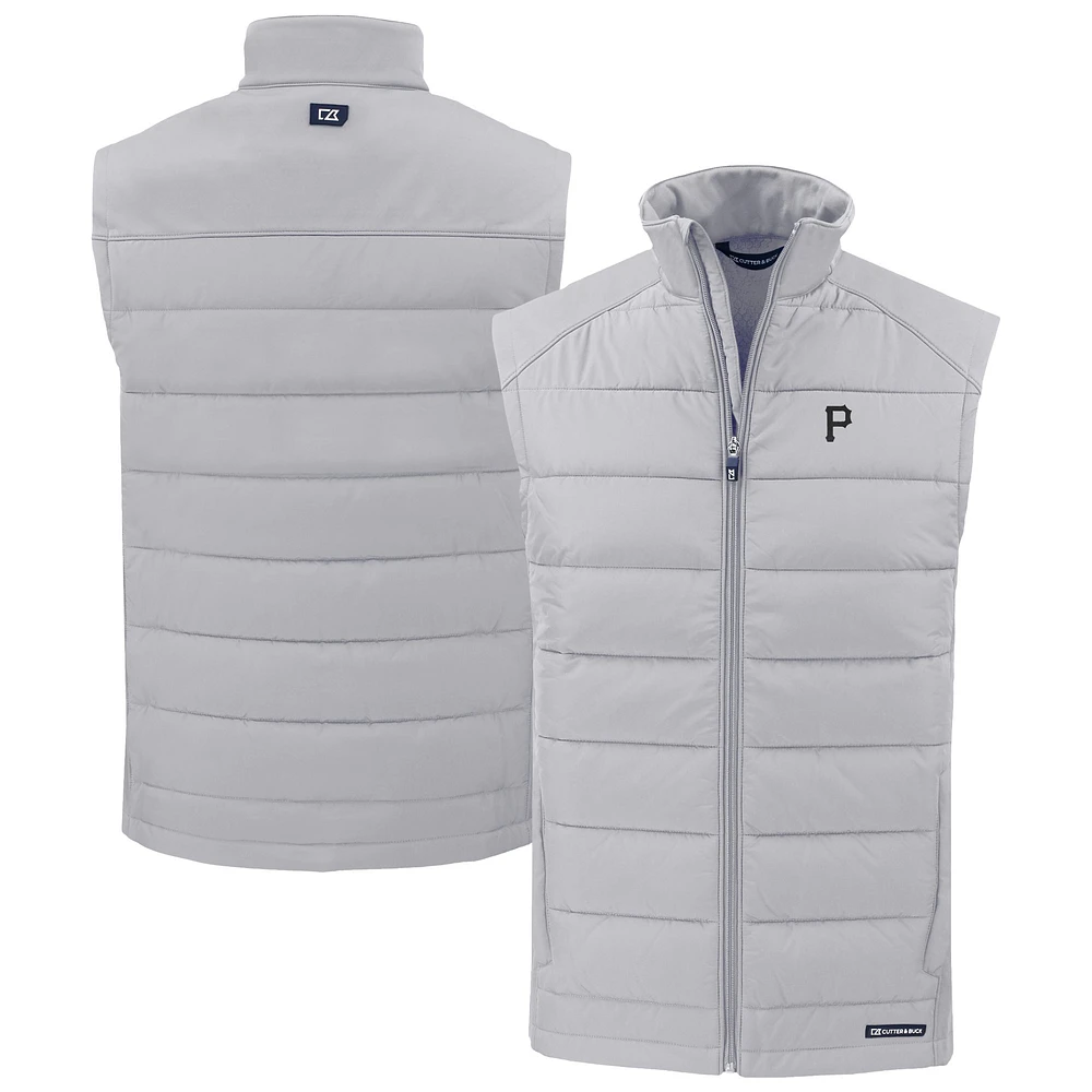 Men's Cutter & Buck Gray Pittsburgh Pirates Evoke Hybrid Eco Softshell Recycled Full-Zip Vest