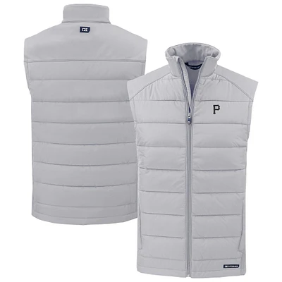 Men's Cutter & Buck Gray Pittsburgh Pirates Evoke Hybrid Eco Softshell Recycled Full-Zip Vest