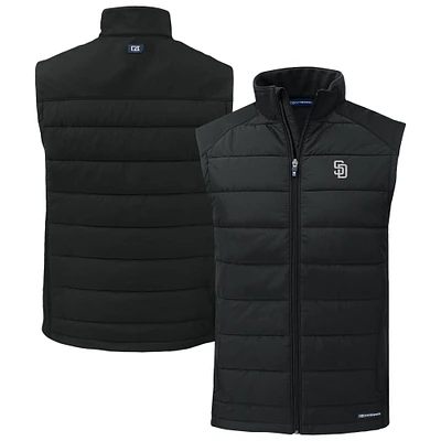 Men's Cutter & Buck Black San Diego Padres Evoke Hybrid Eco Softshell Recycled Full-Zip Vest