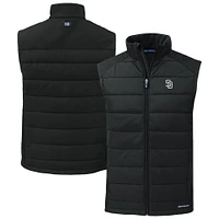 Men's Cutter & Buck Black San Diego Padres Evoke Hybrid Eco Softshell Recycled Full-Zip Vest