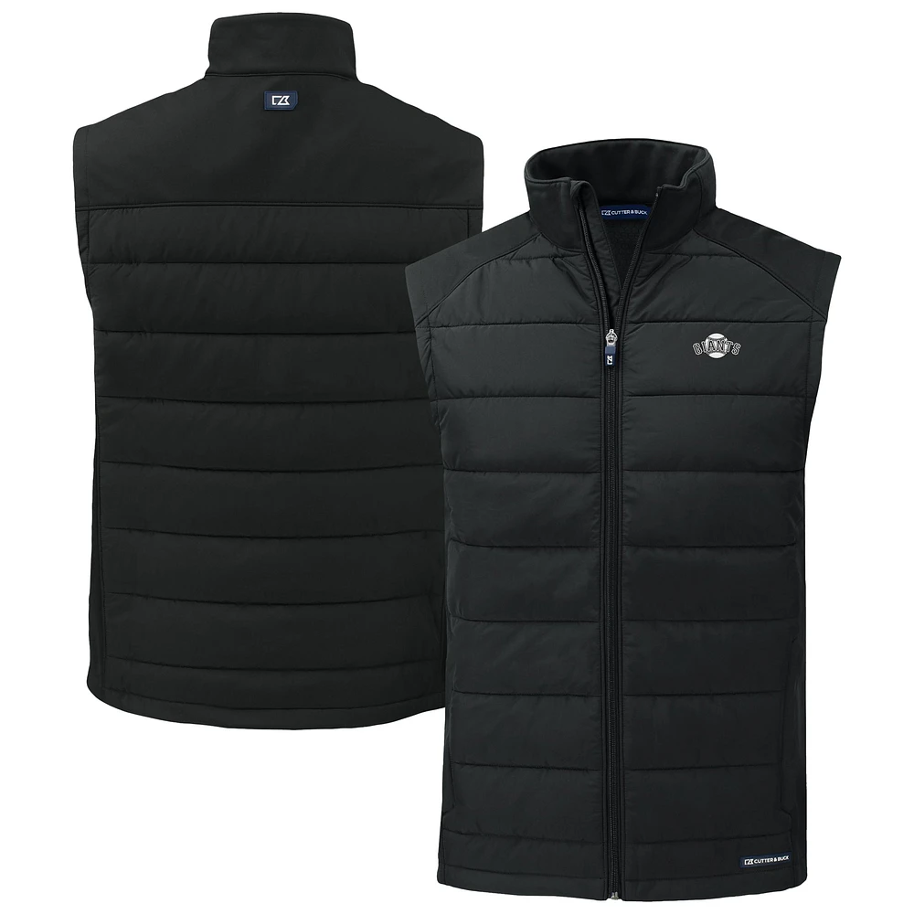 Men's Cutter & Buck Black San Francisco Giants Evoke Hybrid Eco Softshell Recycled Full-Zip Vest