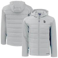 Men's Cutter & Buck Gray San Diego Padres Evoke Hybrid Eco Softshell Recycled Full-Zip Hooded Jacket