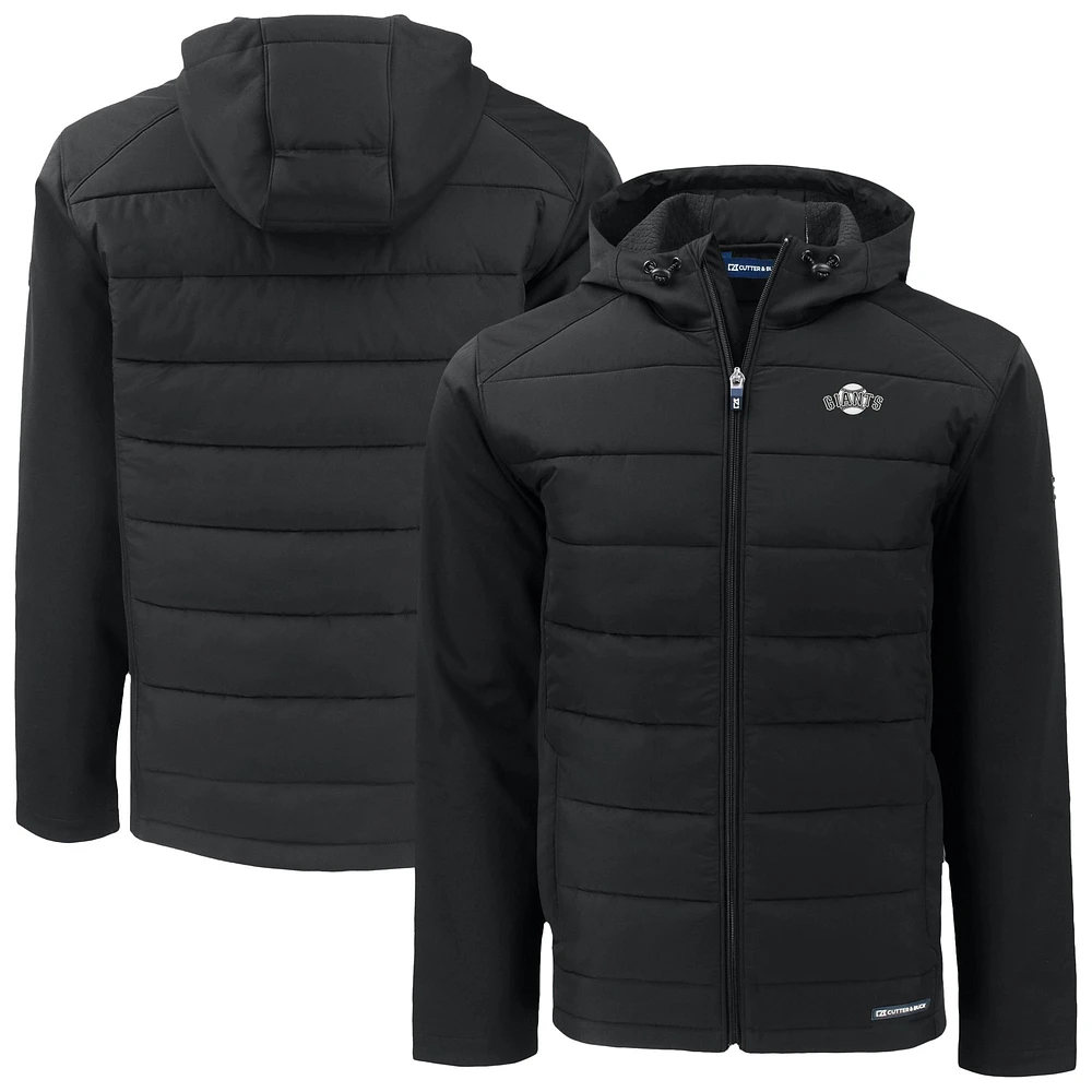 Men's Cutter & Buck Black San Francisco Giants Evoke Hybrid Eco Softshell Recycled Full-Zip Hooded Jacket