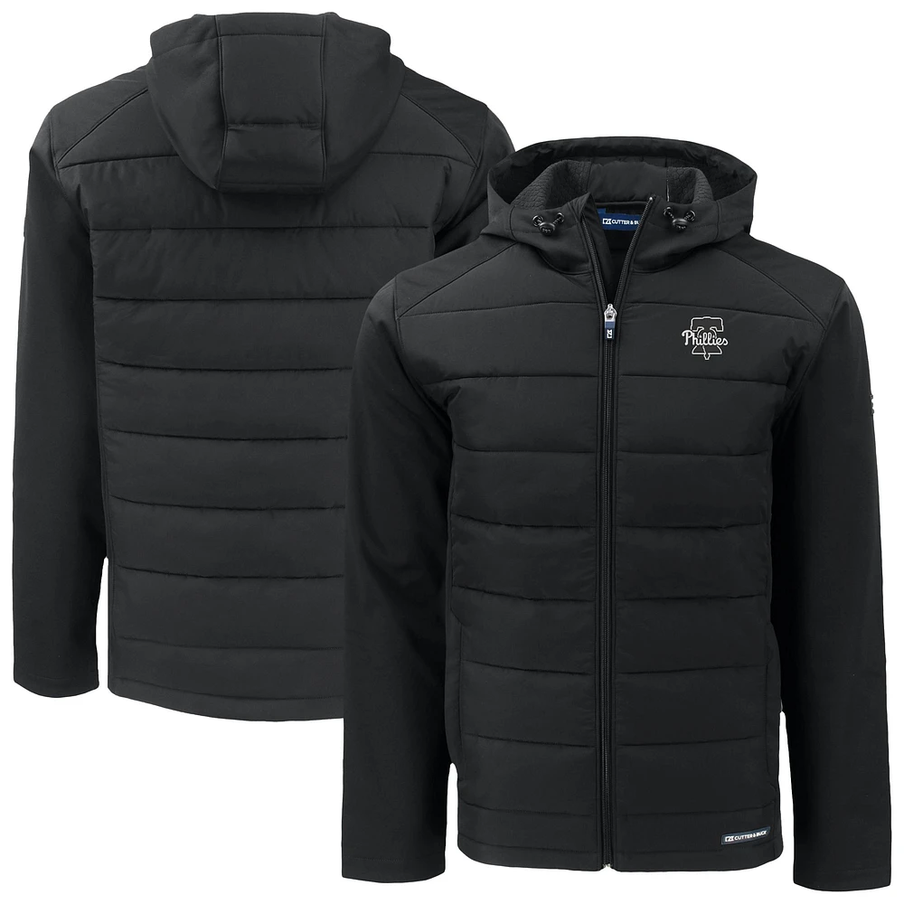 Men's Cutter & Buck Philadelphia Phillies Evoke Hybrid Eco Softshell Recycled Full-Zip Hooded Jacket