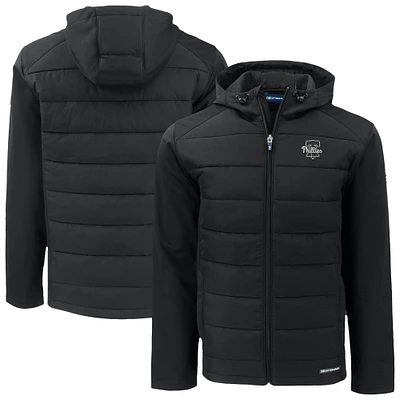 Men's Cutter & Buck Philadelphia Phillies Evoke Hybrid Eco Softshell Recycled Full-Zip Hooded Jacket