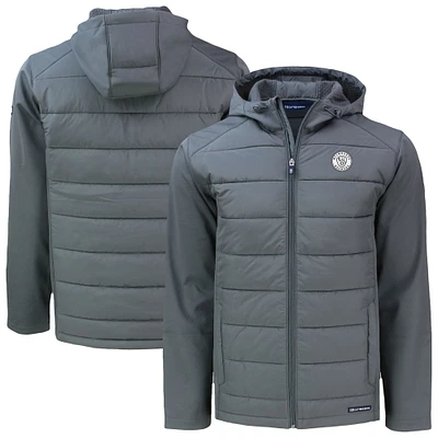 Men's Cutter & Buck Gray Milwaukee Brewers Evoke Hybrid Eco Softshell Recycled Full-Zip Hooded Jacket