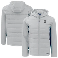 Men's Cutter & Buck Gray Minnesota Twins Evoke Hybrid Eco Softshell Recycled Full-Zip Hooded Jacket