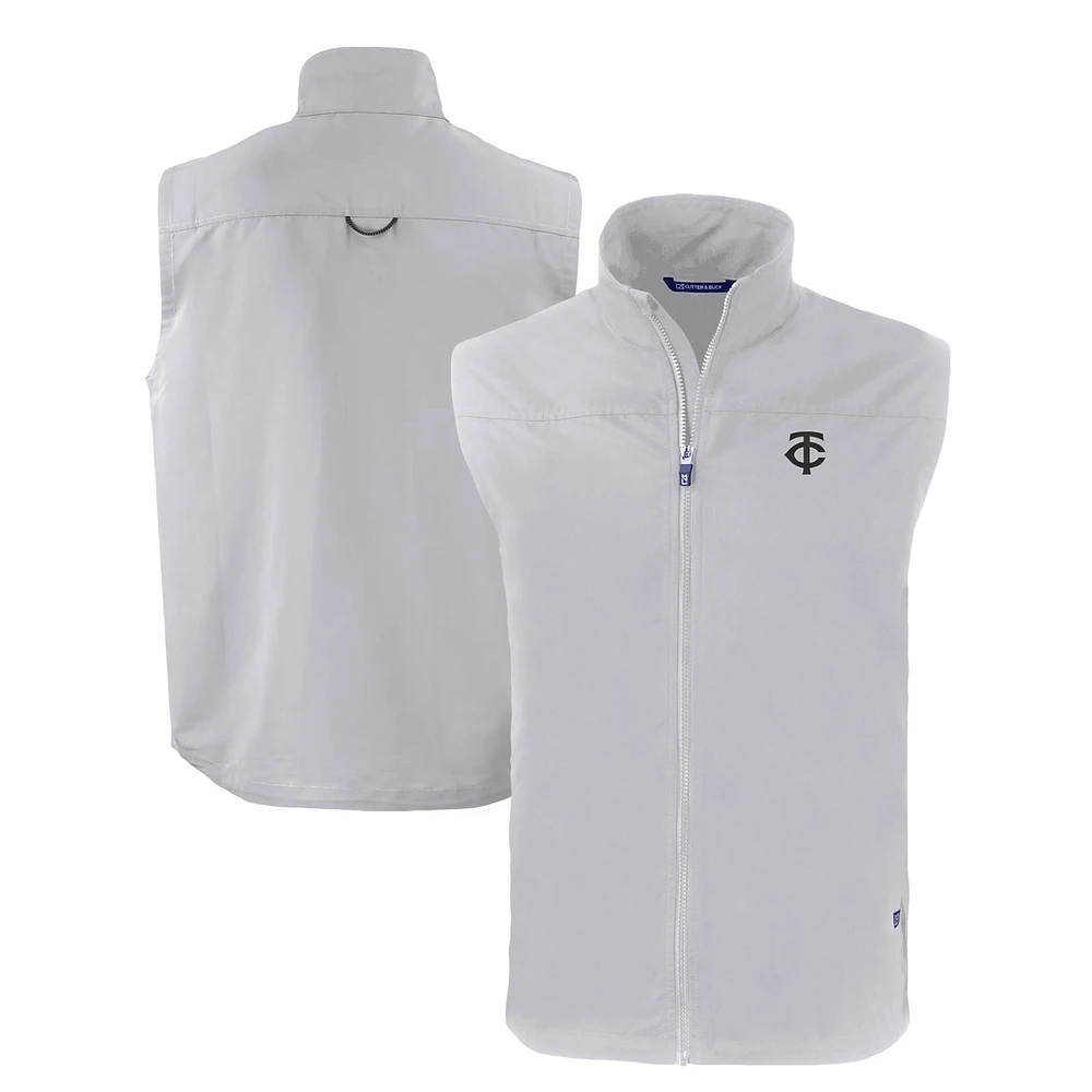 Men's Cutter & Buck Gray Minnesota Twins Charter Eco Recycled Full-Zip Vest