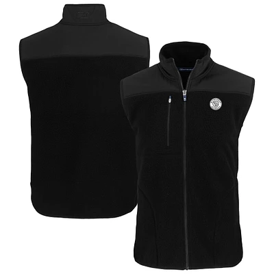Men's Cutter & Buck Black Milwaukee Brewers Cascade Eco Fleece Full-Zip Vest