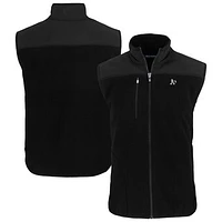 Men's Cutter & Buck Black Athletics Cascade Eco Fleece Full-Zip Vest