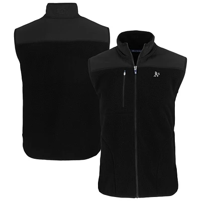 Men's Cutter & Buck Black Athletics Cascade Eco Fleece Full-Zip Vest