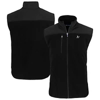 Men's Cutter & Buck Black Athletics Cascade Eco Fleece Full-Zip Vest