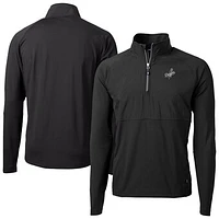 Men's Cutter & Buck Black Los Angeles Dodgers Adapt Eco Hybrid Raglan DryTec Quarter-Zip Jacket