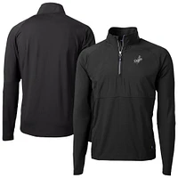 Men's Cutter & Buck Black Los Angeles Dodgers Adapt Eco Hybrid Raglan DryTec Quarter-Zip Jacket