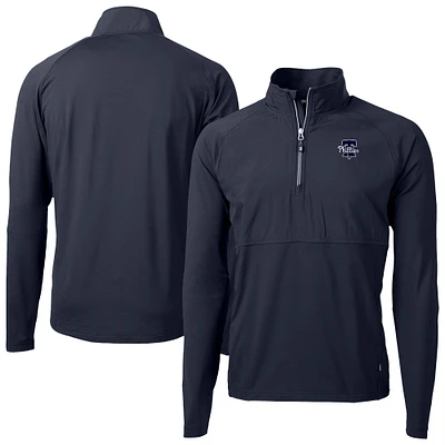Men's Cutter & Buck Navy Philadelphia Phillies Adapt Eco Hybrid Raglan DryTec Quarter-Zip Jacket