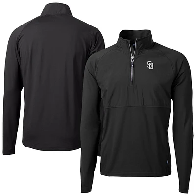 Men's Cutter & Buck Black San Diego Padres Adapt Eco Hybrid Raglan DryTec Quarter-Zip Jacket
