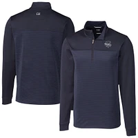 Men's Cutter & Buck Navy Philadelphia Phillies Traverse Eco Stripe Tri-Blend DryTec Quarter-Zip Jacket