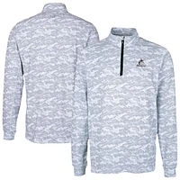 Men's Cutter & Buck Charcoal Miami Marlins Traverse Eco Camo Tri-Blend DryTec Quarter-Zip Top